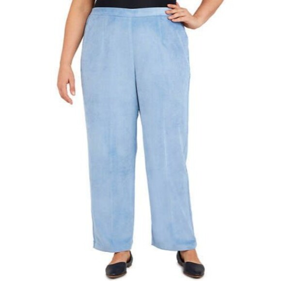 Alfred Dunner Victoria Falls Corduroy Pants - Wedgewood - 18W Proportioned Short - Picture 1 of 2